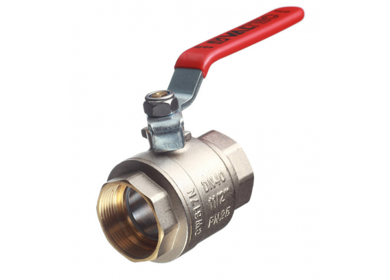 Кран шаровой латунный Valtec Base 1 1/2 ВР х 1 1/2 ВР ручка рычаг (VT.214.N.08)