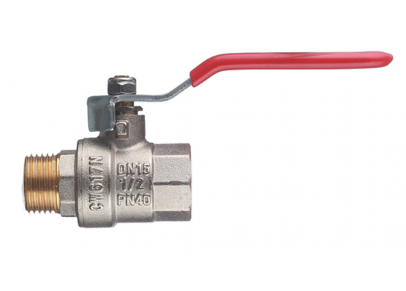 Кран шаровой латунный Valtec Base 1/2 ВР х 1/2 НР ручка рычаг (VT.215.N.04)