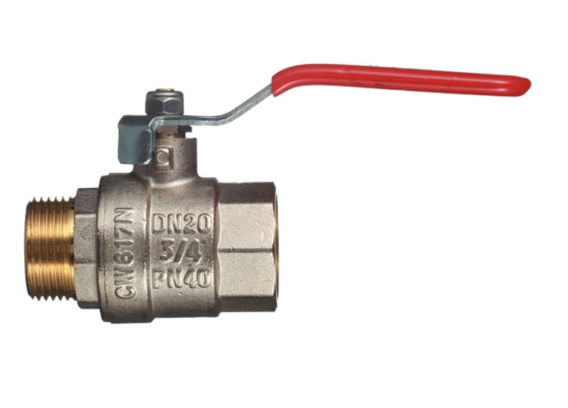 Кран шаровой латунный Valtec Base 3/4 ВР х 3/4 НР ручка рычаг (VT.215.N.05)
