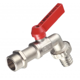 Кран шаровой латунный Valtec 3/4 НР х 3/4 НР ручка рычаг, со штуцером, угловой (VT.051.N.05)