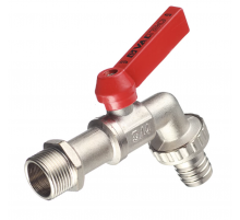 Кран шаровой латунный Valtec 3/4 НР х 3/4 НР ручка рычаг, со штуцером, угловой (VT.051.N.05)