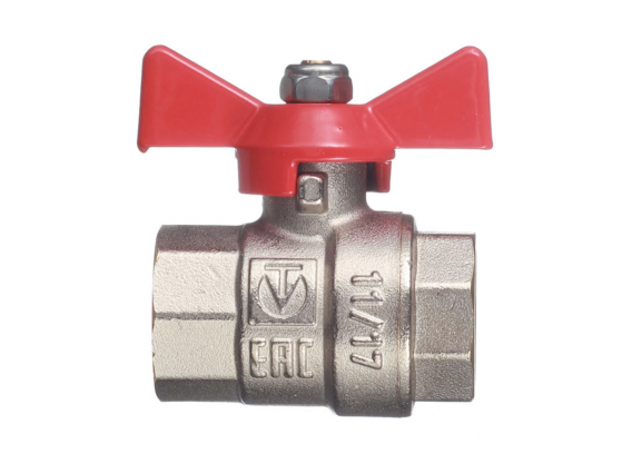 Кран шаровой латунный Valtec Base 1/2 ВР х 1/2 ВР ручка бабочка (VT.217.N.04)