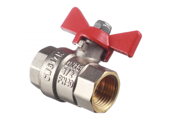 Кран шаровой латунный Valtec Base 1/2 ВР х 1/2 ВР ручка бабочка (VT.217.N.04)