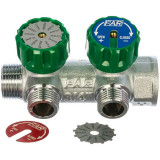 Коллектор регулирующий для воды Far 1 х 3/4 2 контура, плоское уплотнение FK 3821 134TP
