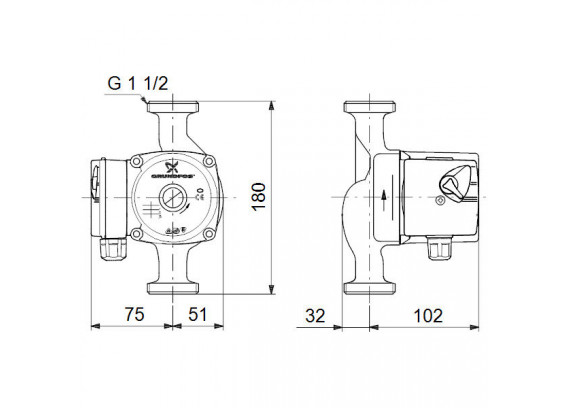 Циркуляционный насос Grundfos UPS 25-40 N 180 мм 96913060