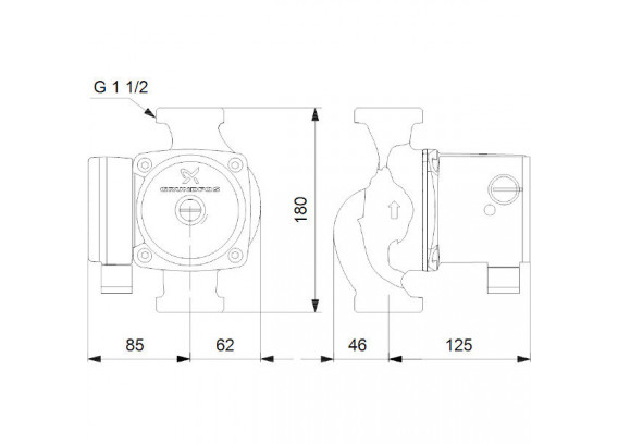 Циркуляционный насос Grundfos UPS 25-80 N 180 мм 95906439