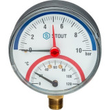 Термоманометр радиальный Stout 10 бар SIM-0006-801015