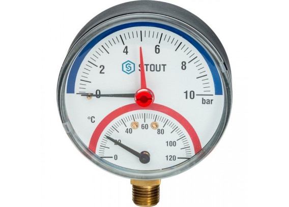 Термоманометр радиальный Stout 10 бар SIM-0006-801015