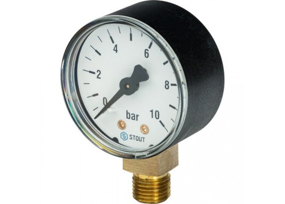 Манометр радиальный Stout 100 мм 10 бар SIM-0010-101015