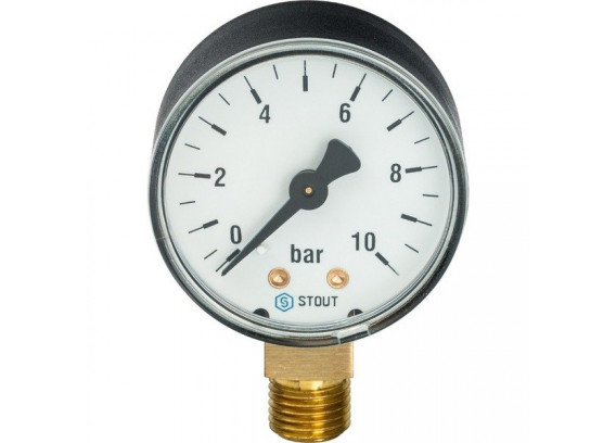 Манометр радиальный Stout 100 мм 10 бар SIM-0010-101015