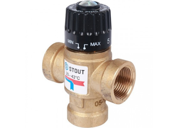 Термостатический смесительный клапан Stout 3/4 ВР 20-43°С KV 1.6 SVM-0110-164320