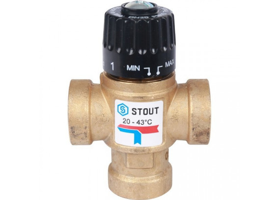 Термостатический смесительный клапан Stout 3/4 ВР 20-43°С KV 1.6 SVM-0110-164320