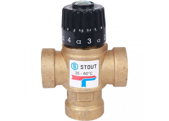 Термостатический смесительный клапан Stout 3/4 ВР 35-60°С KV 1.6 SVM-0110-166020