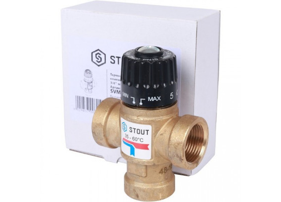 Термостатический смесительный клапан Stout 3/4 ВР 35-60°С KV 1.6 SVM-0110-166020