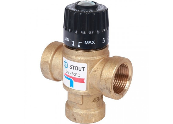 Термостатический смесительный клапан Stout 3/4 ВР 35-60°С KV 1.6 SVM-0110-166020