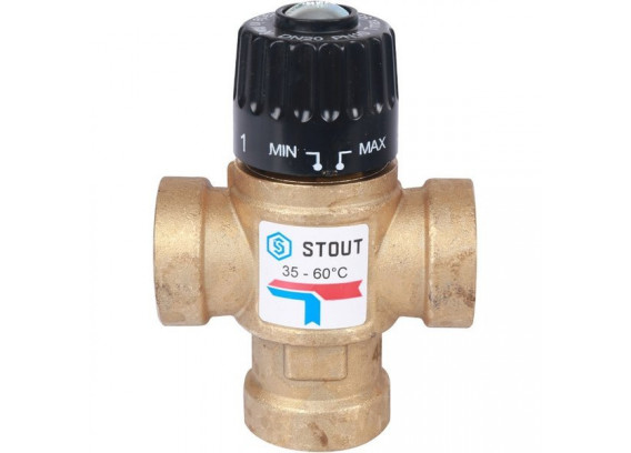 Термостатический смесительный клапан Stout 3/4 ВР 35-60°С KV 1.6 SVM-0110-166020