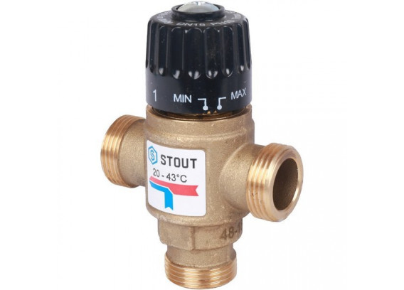 Термостатический смесительный клапан Stout 3/4 НР 20-43°С KV 1.6 SVM-0120-164320