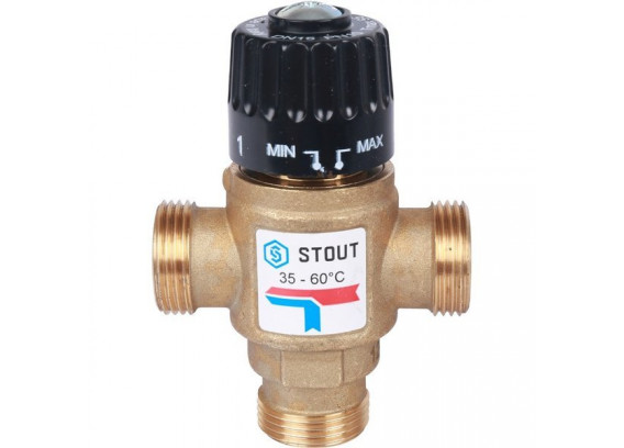 Термостатический смесительный клапан Stout 1 НР 35-60°С KV 1.6 SVM-0120-166025