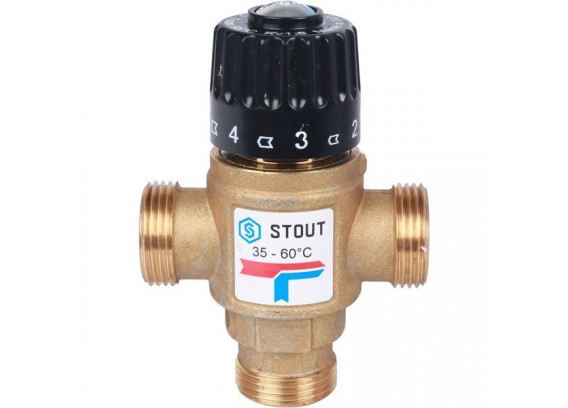 Термостатический смесительный клапан Stout 1 НР 35-60°С KV 1.6 SVM-0120-166025