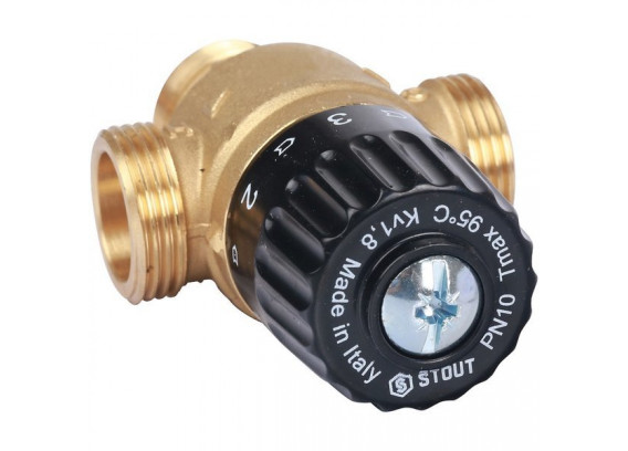 Термостатический смесительный клапан Stout 3/4 НР 30-65°С KV 1.8 SVM-0125-186520
