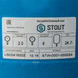 Мембранный расширительный бак для водоснабжения Stout 24 л STW-0001-000024