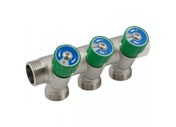 Коллектор модульный Elsen 3/4", 3 отвода, выход 3/4"EK