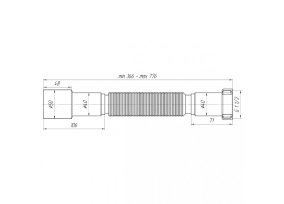 Труба гофрированная Ани Пласт 1 1/2 х 40-50 мм (366-776 мм) K106