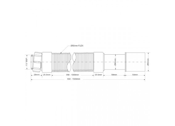 Труба гофрированная Mcalpine 1 1/4 х 40-50 мм (600-1500 мм) MRMF115S