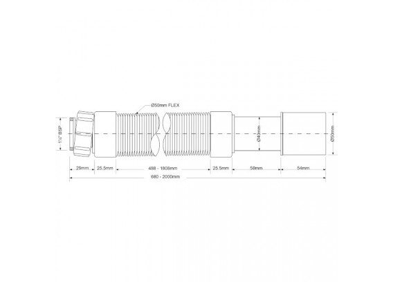 Труба гофрированная Mcalpine 1 1/4 х 40-50 мм (750-2000 мм) MRMF120S
