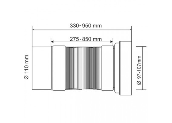 Труба фановая гофрированная Mcalpine 110 мм (330-850 мм) WC-F33P
