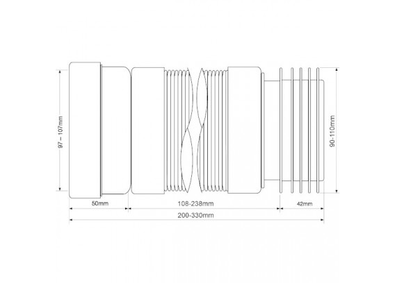Труба фановая гофрированная Mcalpine 110 мм с прокладкой (200-330 мм) WC-F20R