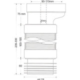 Труба фановая гофрированная Mcalpine 110 мм со смещением 20 мм (235-330 мм) WC-F4R