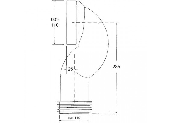 Угол фановый Mcalpine 90° 110 мм с прокладкой и смещением MRWC15