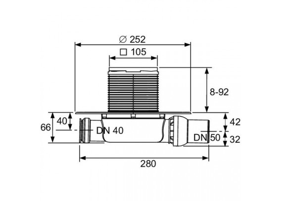 Трап Tece TECEdrainpoint S 110 низкий горизонтальный 50 мм 3601100