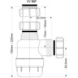 Сифон для раковины Mcalpine 1 1/2 х 40 мм бутылочный без выпуска MRSK2-NW