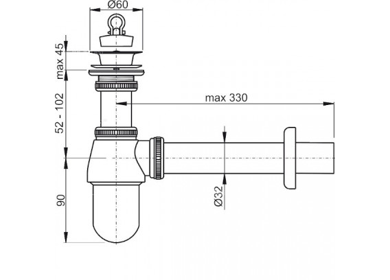 Сифон для раковины Alcaplast 1 1/4 х 32 мм с выпуском A437