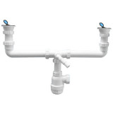Сифон для раковины Mcalpine 1 1/2 х 40 мм бутылочный двойной с выпусками MRSK5-A