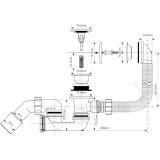 Сифон для ванны Mcalpine слив-перелив 1 1/2 х 40 c мягким автопереливом MRB8CB
