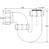 Сифон для биде Mcalpine 1 1/4 х 32 мм Р-образный без выпуска MRBD1