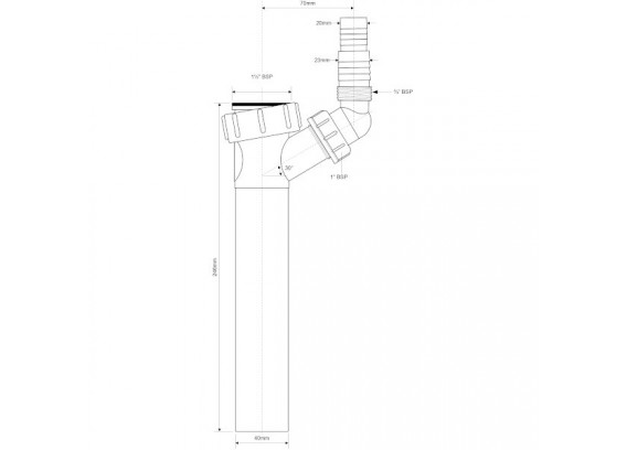 Вставка для сифона Mcalpine 1 1/2 ВР х 40 мм с адаптером 246 мм TEE3-240
