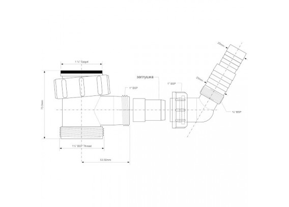 Муфта для сифона Mcalpine 1 1/2 НГ х 1 1/2 НР с адаптером 40ESW