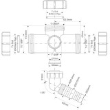 Тройник Mcalpine 40 мм х 40 мм х 1 1/2 НР с разделением потоков и адаптером 40TD-WM
