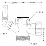 Тройник Mcalpine 1 1/2 НР х 1 1/2 ВР х 40 мм с адаптером 40EBWM