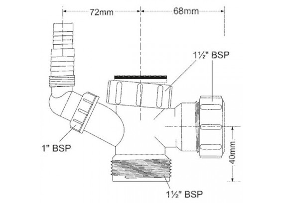 Тройник Mcalpine 1 1/2 НР х 1 1/2 ВР х 40 мм с адаптером 40EBWM