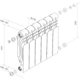 Радиатор биметаллический Royal Thermo Revolution Bimetall 350 мм - 8 секций