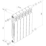 Радиатор биметаллический Royal Thermo Revolution Bimetall 500 мм - 12 секций