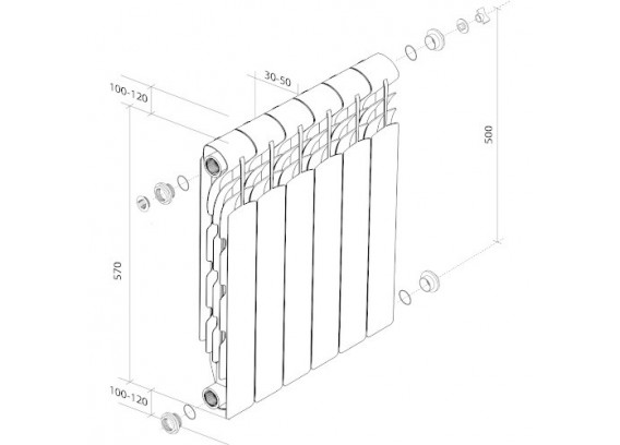 Радиатор алюминиевый Royal Thermo Revolution 500 мм 8 секций