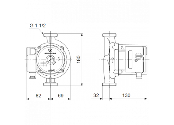 Насос циркуляционный Grundfos UPS 25-120 180 мм 52588336