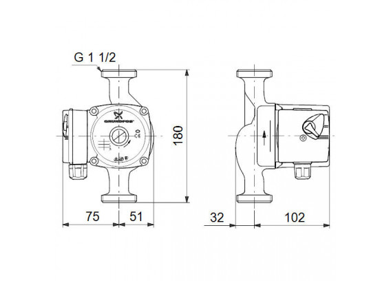 Насос циркуляционный Grundfos UPS 25-40 180 мм 96281375