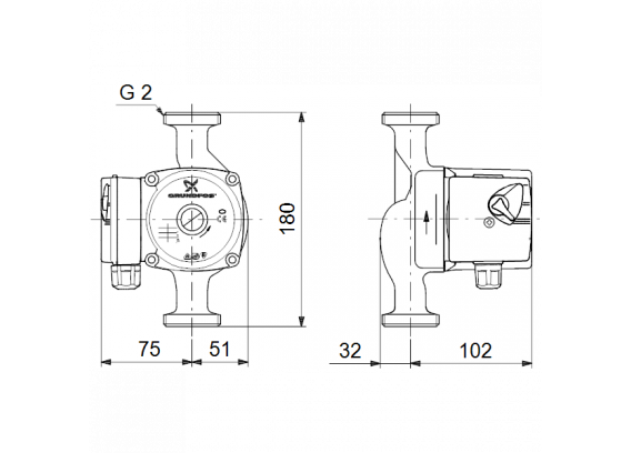 Насос циркуляционный Grundfos UPS 32-60 180 мм 96281496